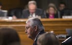 Rex Tillerson, chief executive of Exxon Mobil and President-elect Trump&#x2019;s choice for secretary of state, testifies at his confirmation hearing 