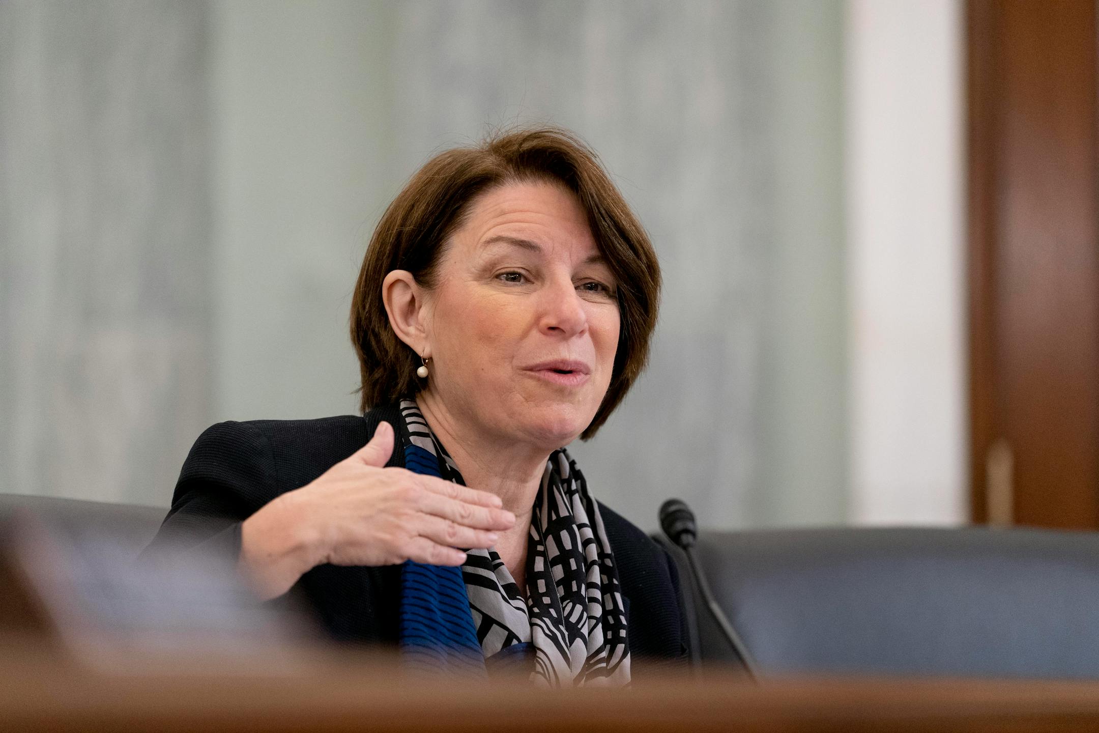 Sen. Amy Klobuchar, D-Minn., in Washington at a December hearing.