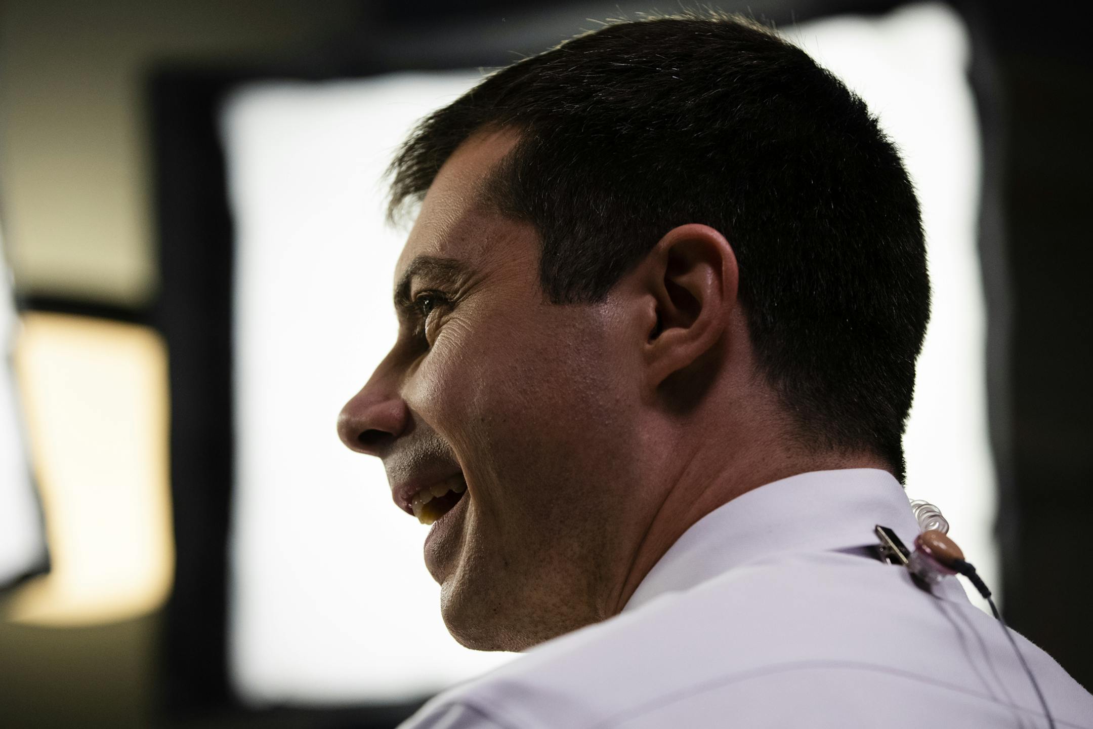 Democratic presidential candidate former South Bend, Ind., Mayor Pete Buttigieg speaks with members of the media after a Democratic presidential primary debate, Tuesday, Feb. 25, 2020, in Charleston, S.C. (AP Photo/Matt Rourke)