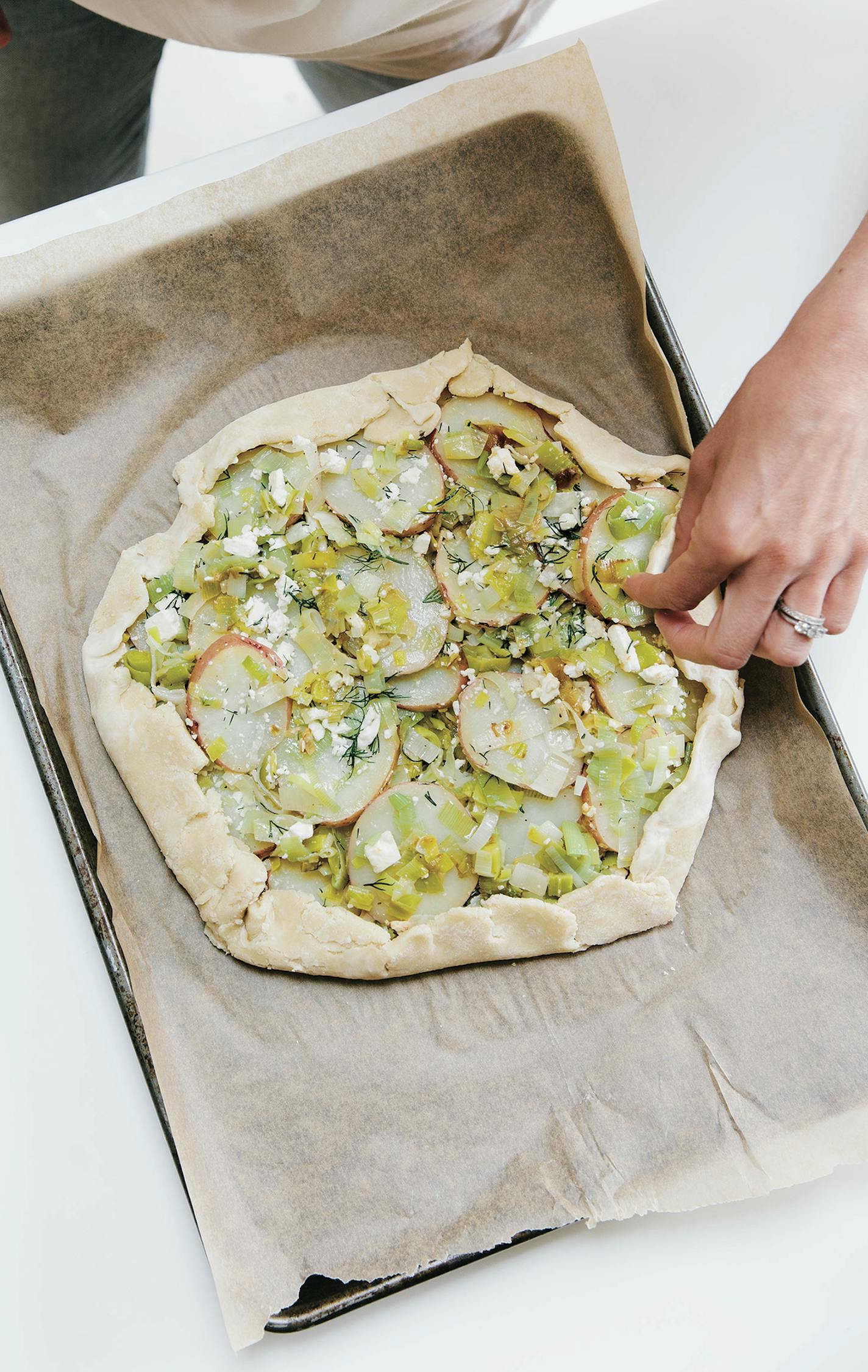 Leek, Red Potato and Feta Galette from "Feeding a Family" by Sarah Waldman.