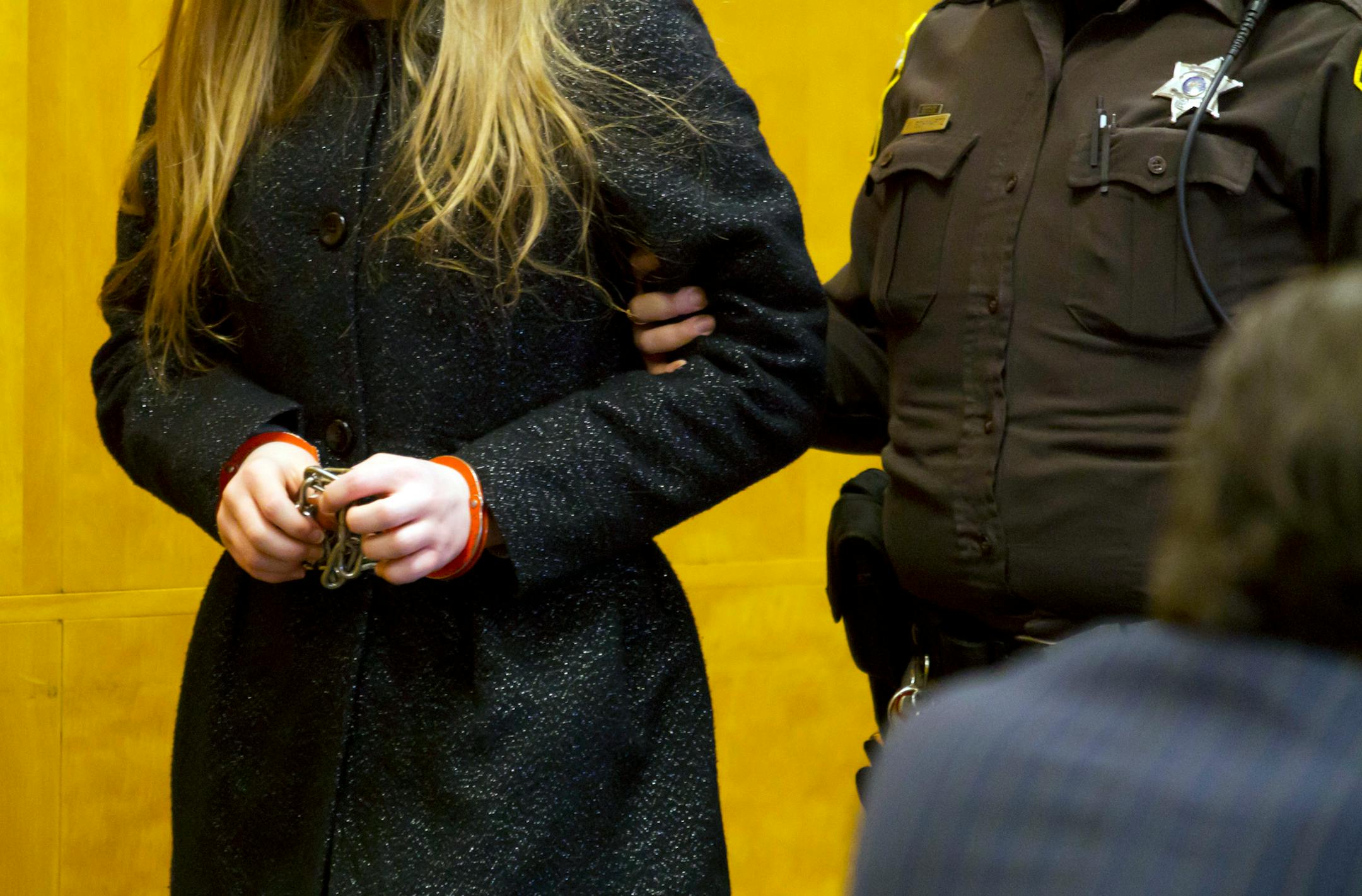 The second of two 13-year-old girls accused of stabbing a classmate to please the fictional horror character Slender Man was led into a courtroom for a hearing in November in Waukesha, Wis.