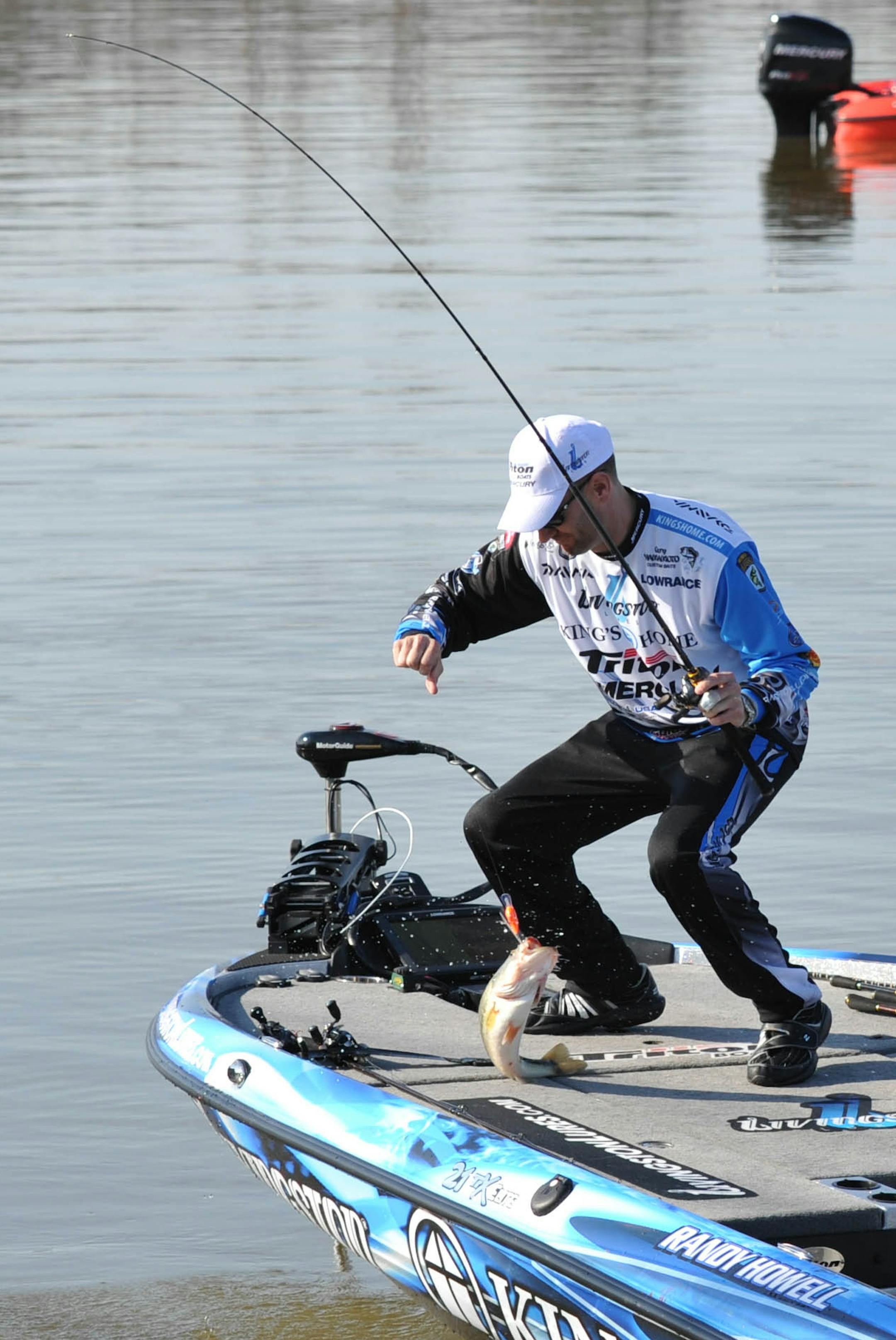 Randy Howell of Springville, Ala., lands a bass during the Bassmaster Classic last month. Howell won the event on the last day with five bass weighing a total of 29 pounds, 2 ounces. Photo courtsey B.A.S.S.