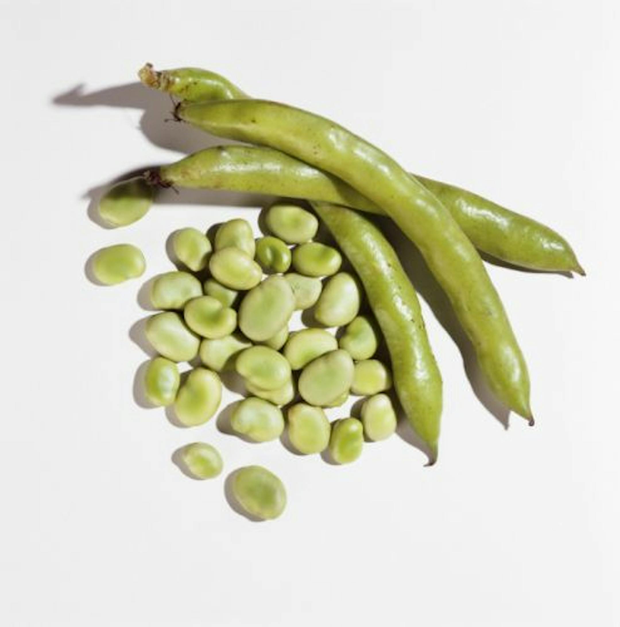 Fava beans taste like a cross between a green bean and a pea.