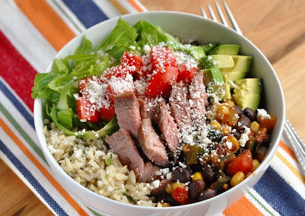 Meredith Deeds, Special to the Star Tribune Steak and Bean Burrito Bowls