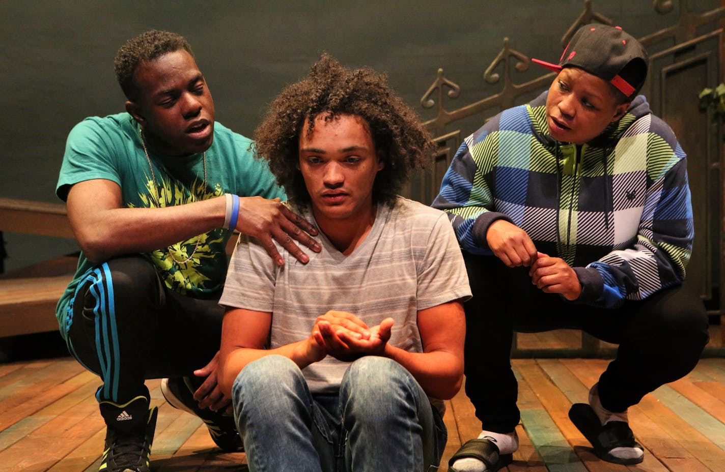 Nathan Barlow (center) in "Marcus; or the Secret of Sweet" by Tarell Alvin McCraney directed by Marion McClinton