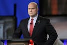 FILE - In this April 24, 2014, file photo, then-Iowa Republican senatorial candidate and former U.S. Attorney Matt Whitaker watches before a live tele