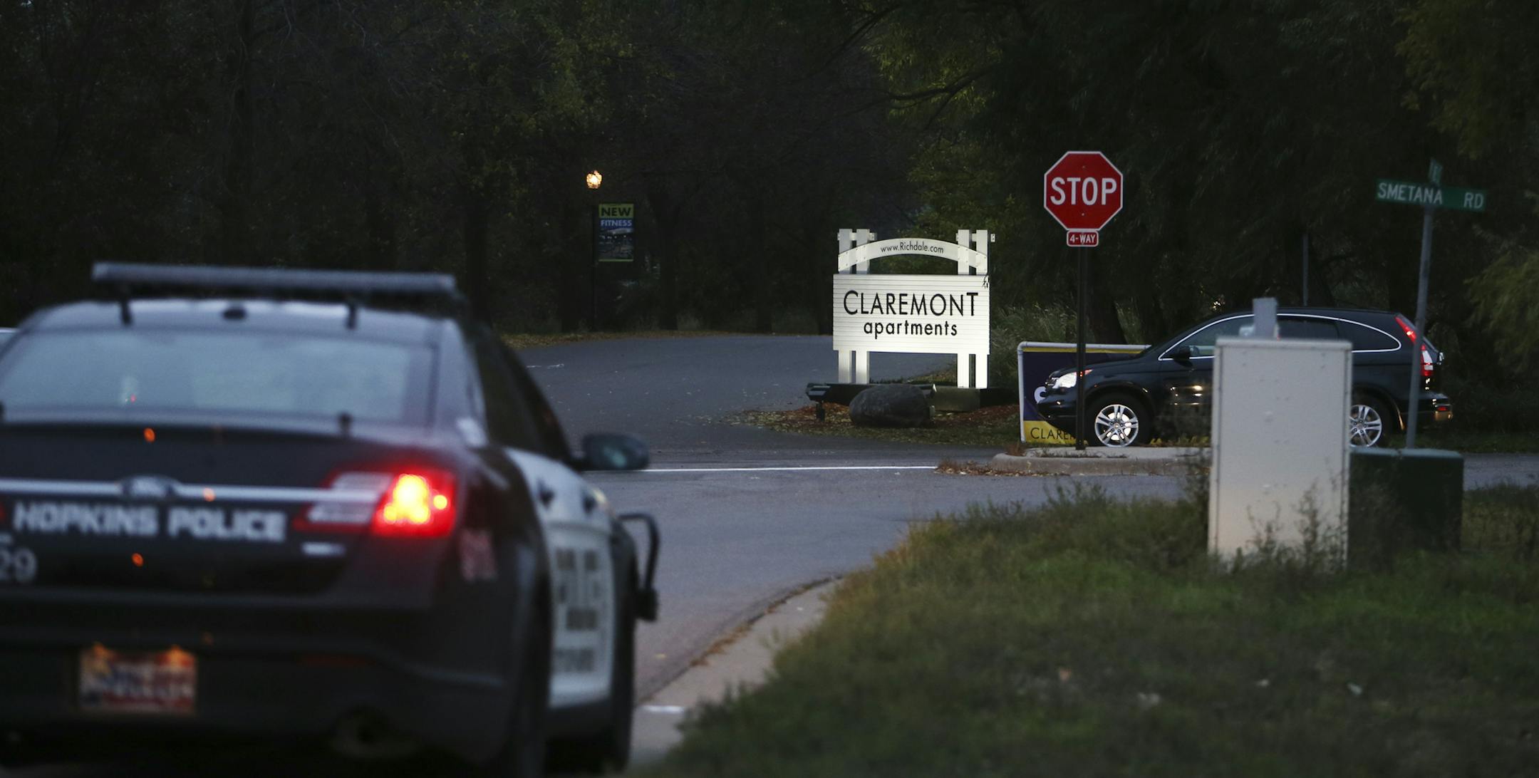 Wednesday night's officer-involved shooting in Minnetonka happened in the underground parking garage at the Claremont Apartments, near the border with Hopkins, where police continued to investigate Thursday night.