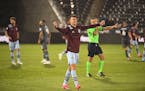Colorado Rapids midfielder Cole Bassett celebrates the team's win against Minnesota United in an MLS soccer match Saturday