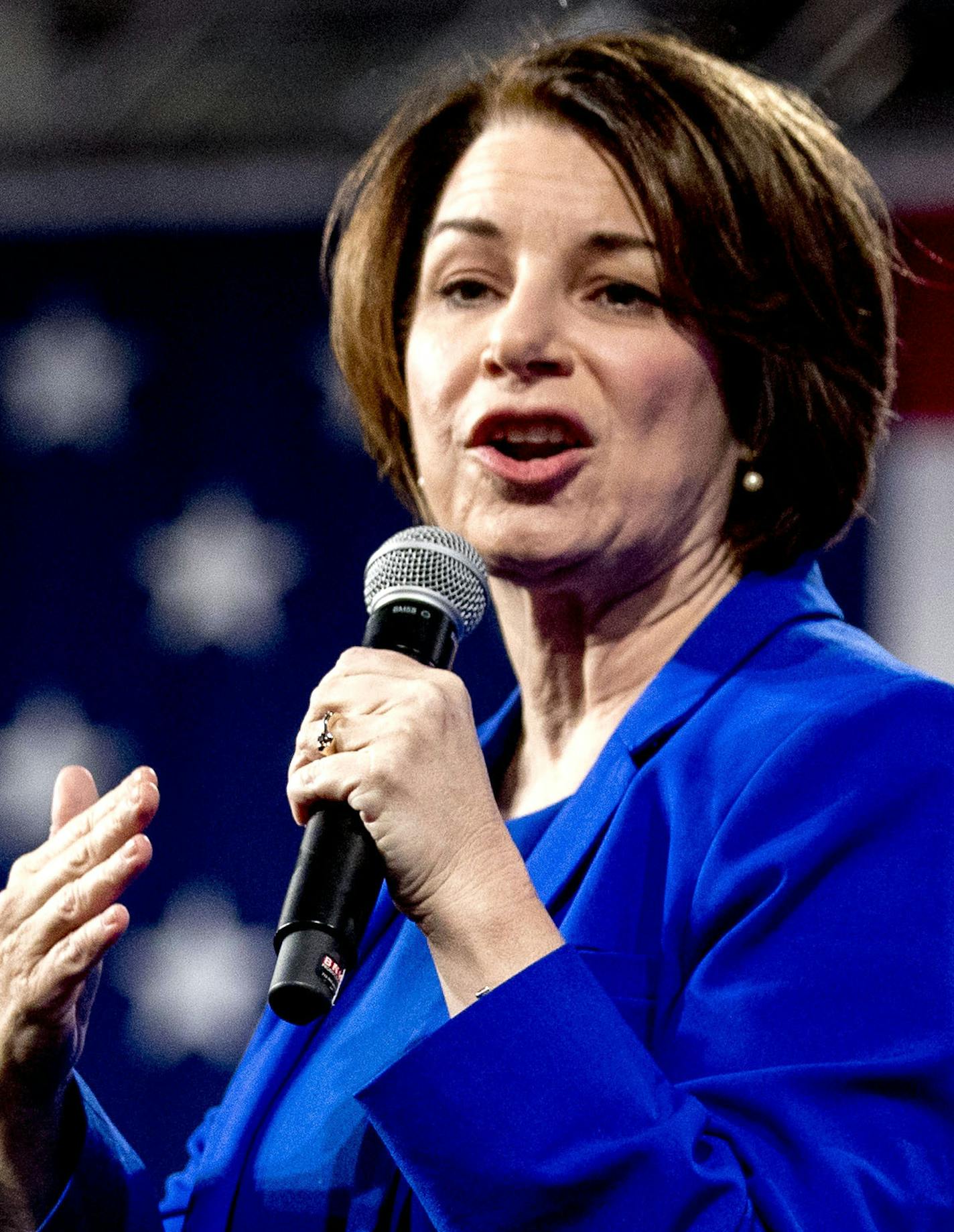 Democratic presidential candidate Sen. Amy Klobuchar, D-Minn., speaks at "Our Rights, Our Courts" forum New Hampshire Technical Institute's Concord Community College, Saturday, Feb. 8, 2020, in Concord, N.H. (AP Photo/Andrew Harnik)