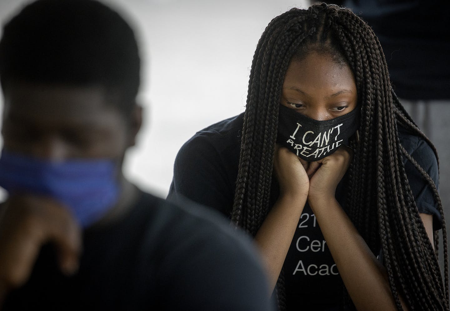 "It was overwhelming, but a good overwhelming," said Jamia Muriziq, 14, cq, after she prayed for 8 minutes and 45 seconds during a quiet time of prayer at the 30 Days of Prayer: Healing the Heart of Our City, in a parking lot, Tuesday, July 7, 2020 in Minneapolis, MN. ] ELIZABETH FLORES • liz.flores@startribune.com