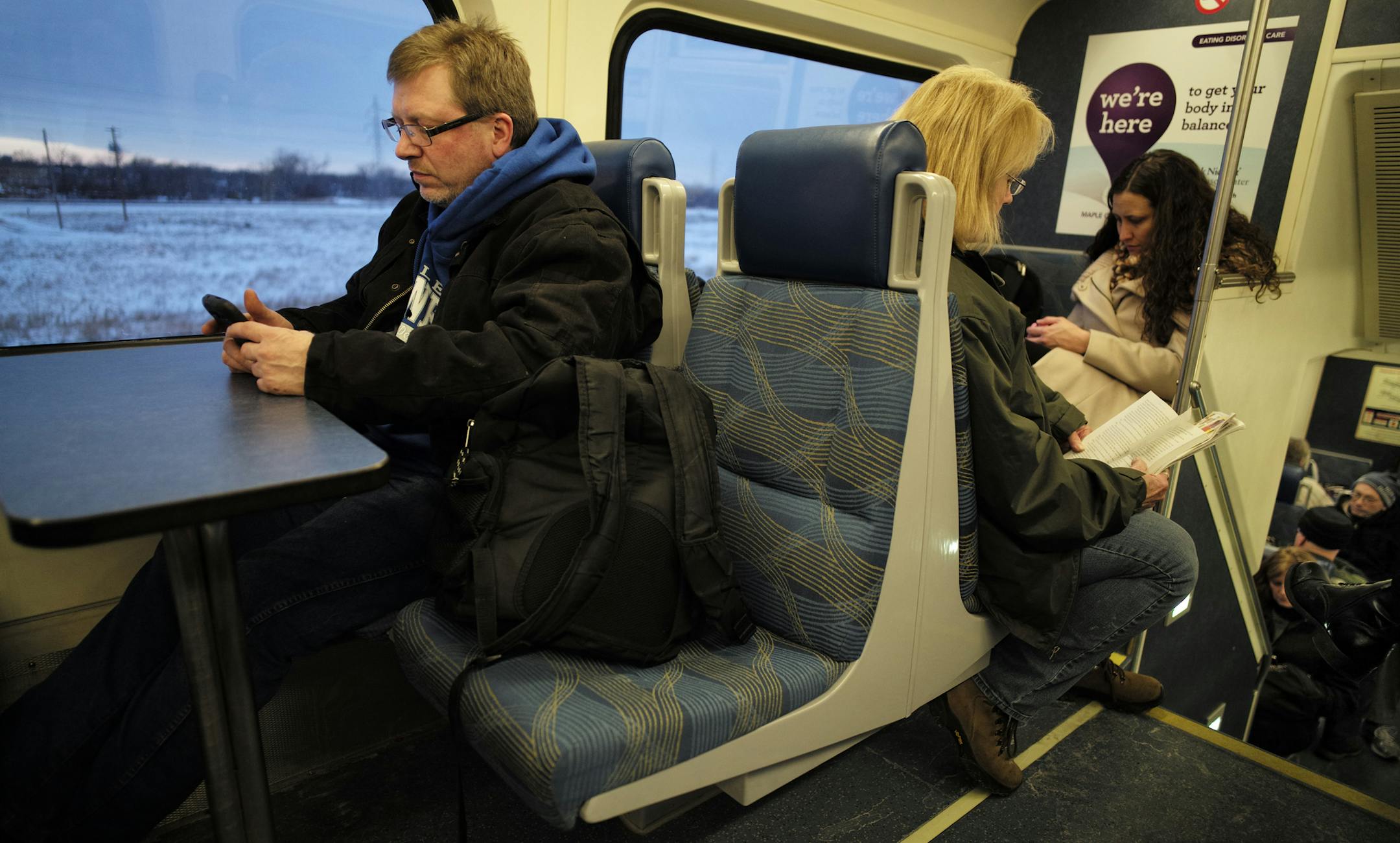 On the heavily subsidized Northstar, Larry Longmore of Elk River likes to take train home because it is relaxing and saves on wear and tear on his vehicle.]richard tsong-taatarii/rtsong-taatarii@startribune.com