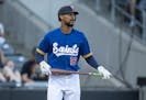 Byron Buxton walked in the third inning against Omaha at CHS Field.