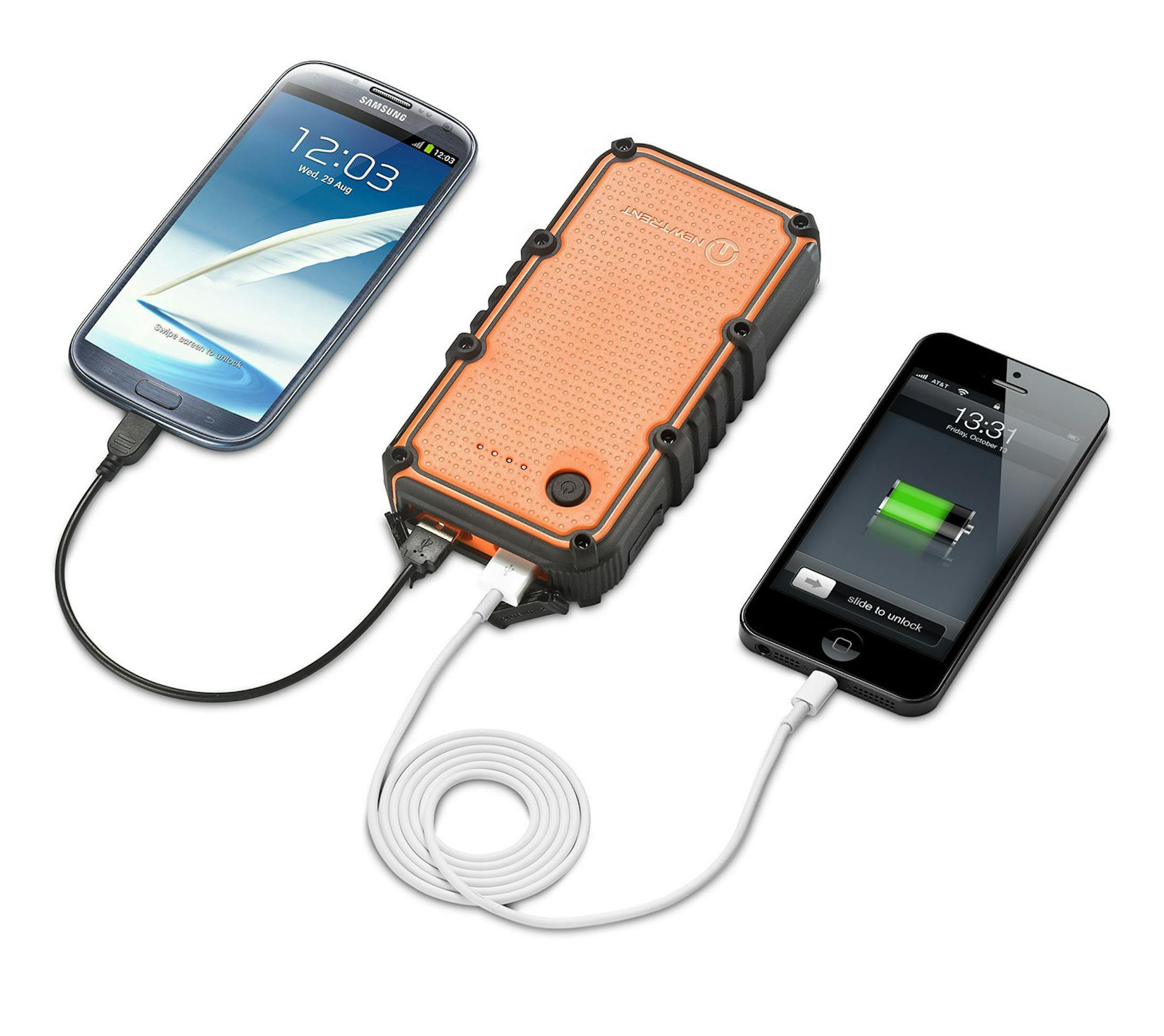 New Trent's rugged PowerPak Ultra is a portable USB battery designed to charge portable devices in the most extreme environments. (New Trent/MCT) ORG XMIT: 1150879