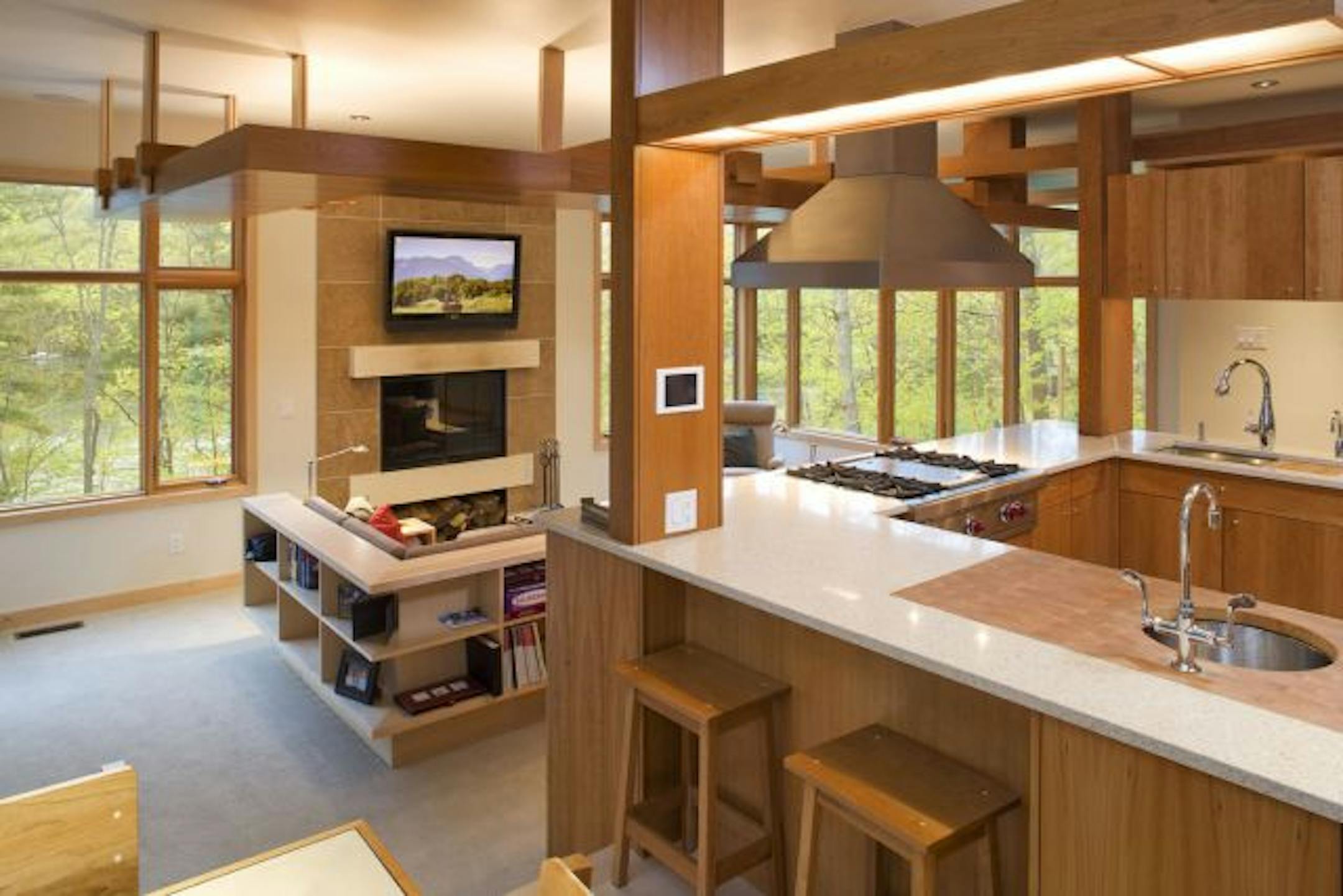 The interior of the Cumberland WI lake home designed by SALA