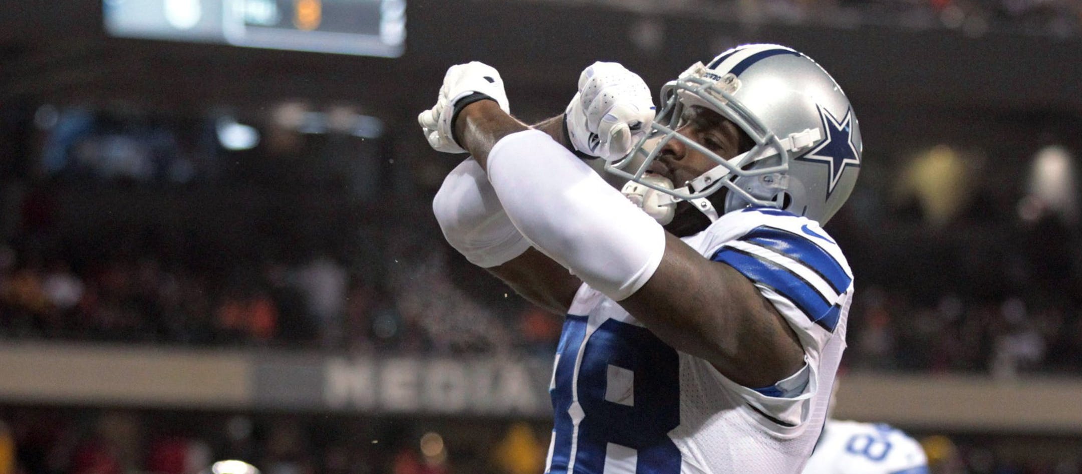 Dallas Cowboys' Dez Bryant (88) celebrates a first-quarter touchdown against the Chicago Bears at Soldier Field on Monday, Dec. 9, 2013 in Chicago. (Ron T. Ennis/Fort Worth Star-Telegram/MCT)