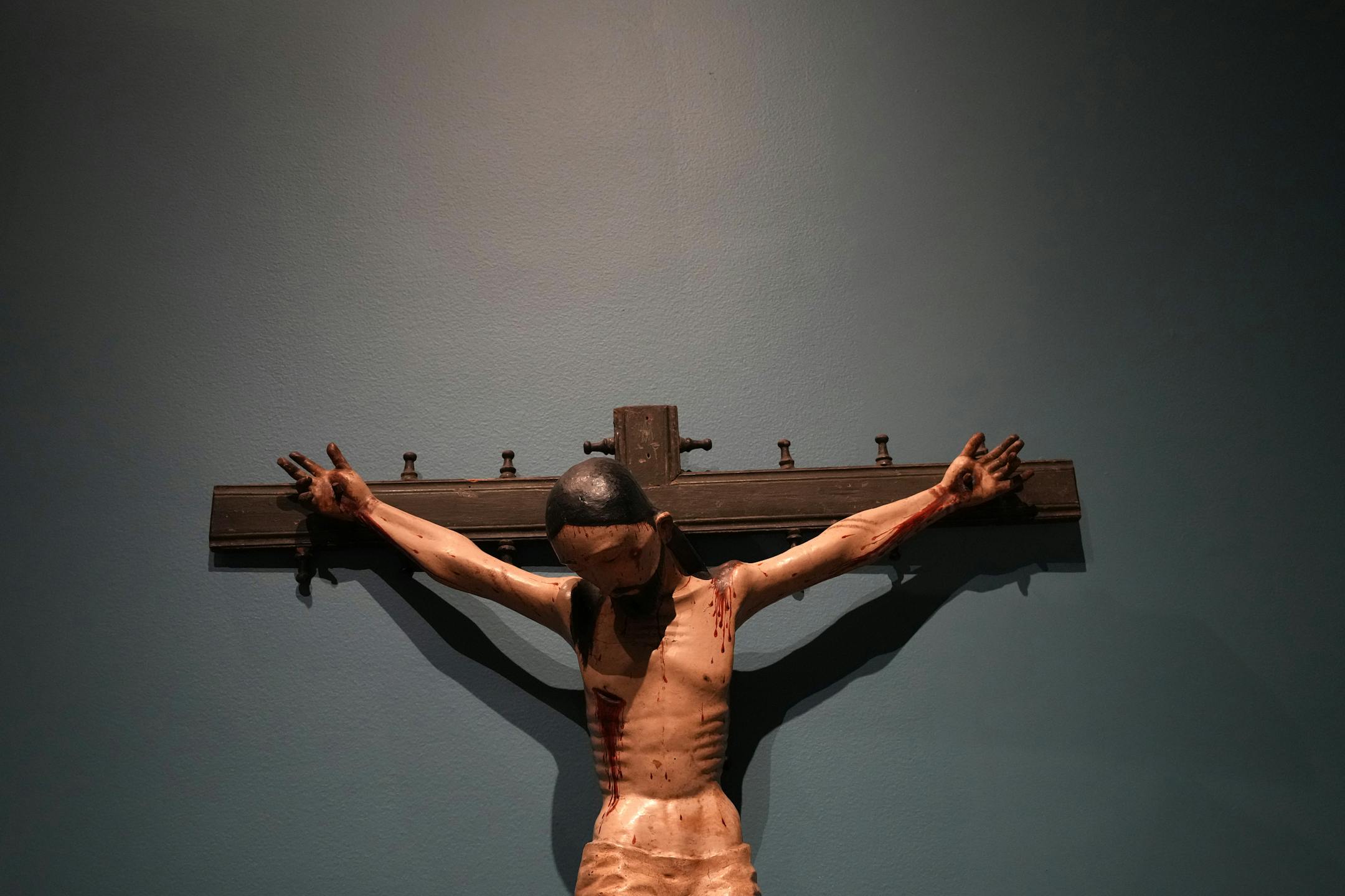 Crucifix by an unknown Mexican artist hangs in the new ReVisión: Art in the Americas exhibit during a press preview Thursday, June 29, 2023 at the Minneapolis Institute of Art in Minneapolis. ] ANTHONY SOUFFLE • anthony.souffle@startribune.com