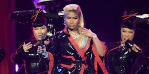 FILE - This June 24, 2018 file photo shows Nicki Minaj performing at the BET Awards in Los Angeles. Minaj is pulling out a concert in Saudi Arabia bec