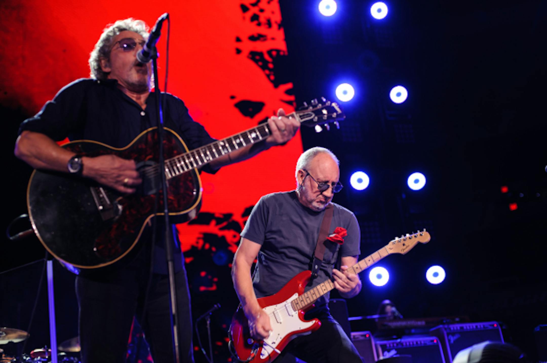 Roger Daltrey and Pete Townshend at Nassau Coliseum in Uniondale, N.Y., this past May. (Jacob Blickenstaff/The New York Times