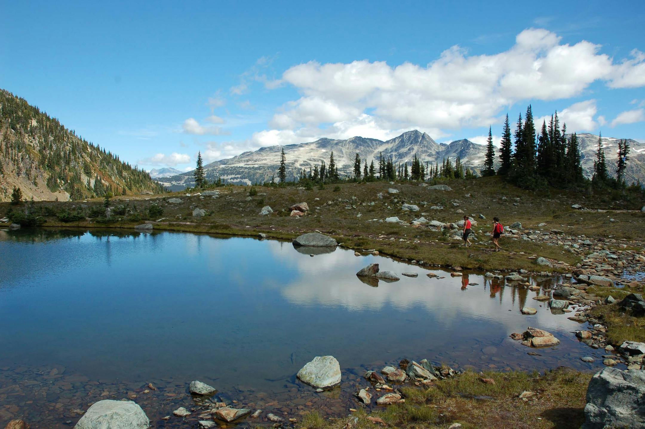 Hikers on Whistler Mountain take a break.
