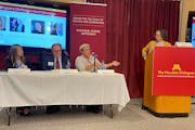 Shannon Smith Jones, second from right, discussed the effects of the Fair Housing Act at the University of Minnesota’s Hubert H. Humphrey School of 