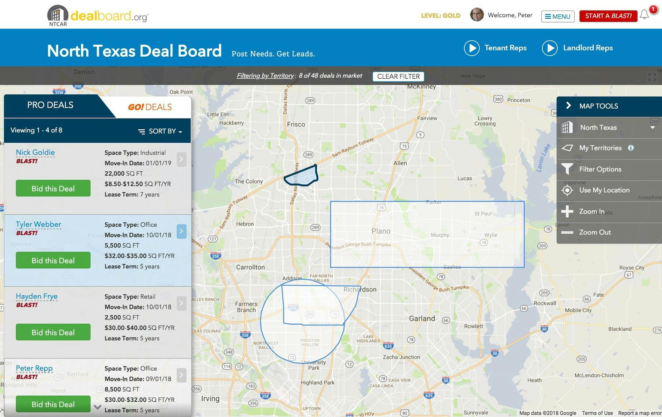 DealBoard.org has a section for professional brokers to use to find properties.
Image Courtesy DealBoard