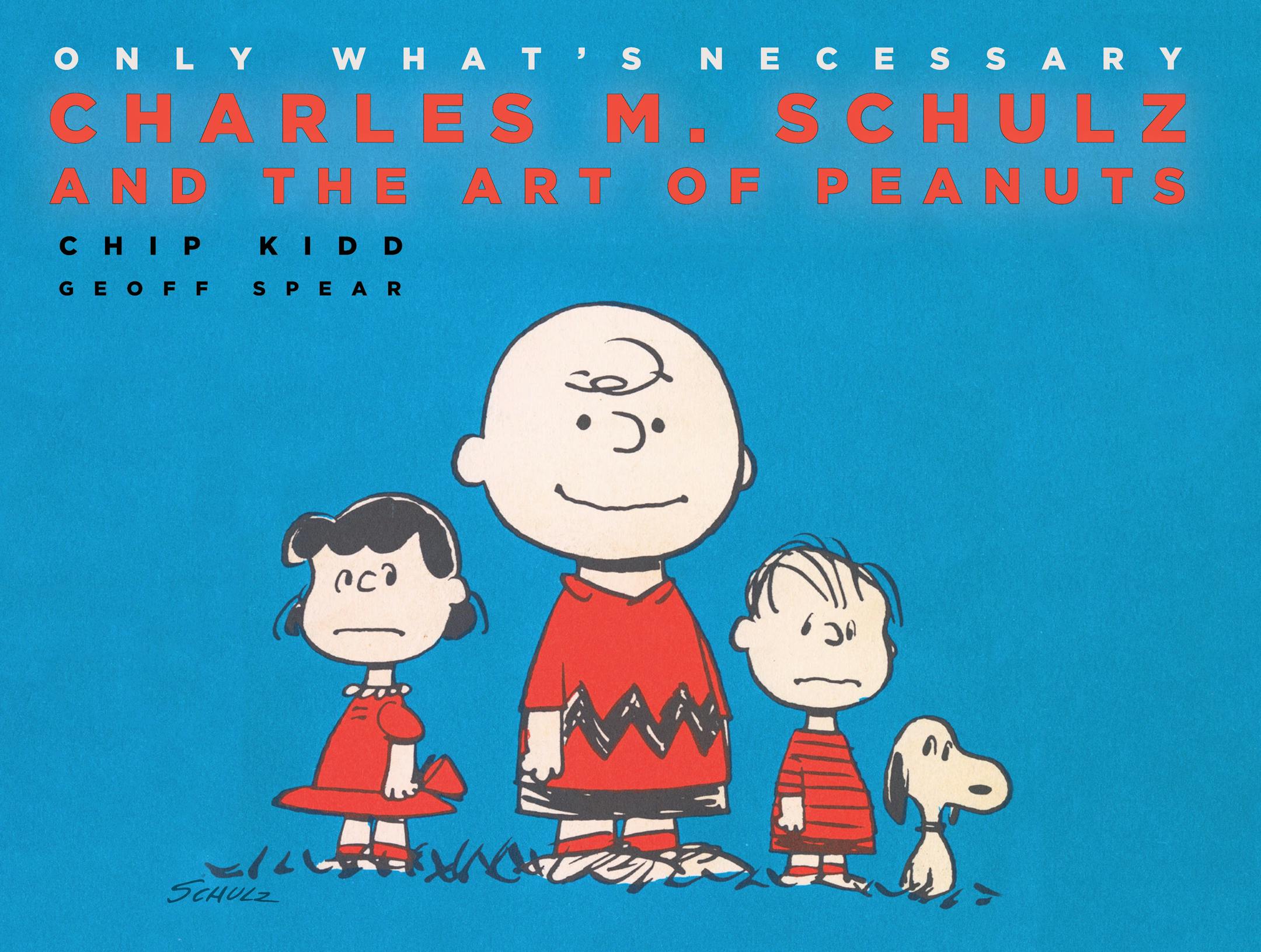 cover of Only What's Necessary features cartoons of Lucy, Charlie Brown, Linus and Snoopy