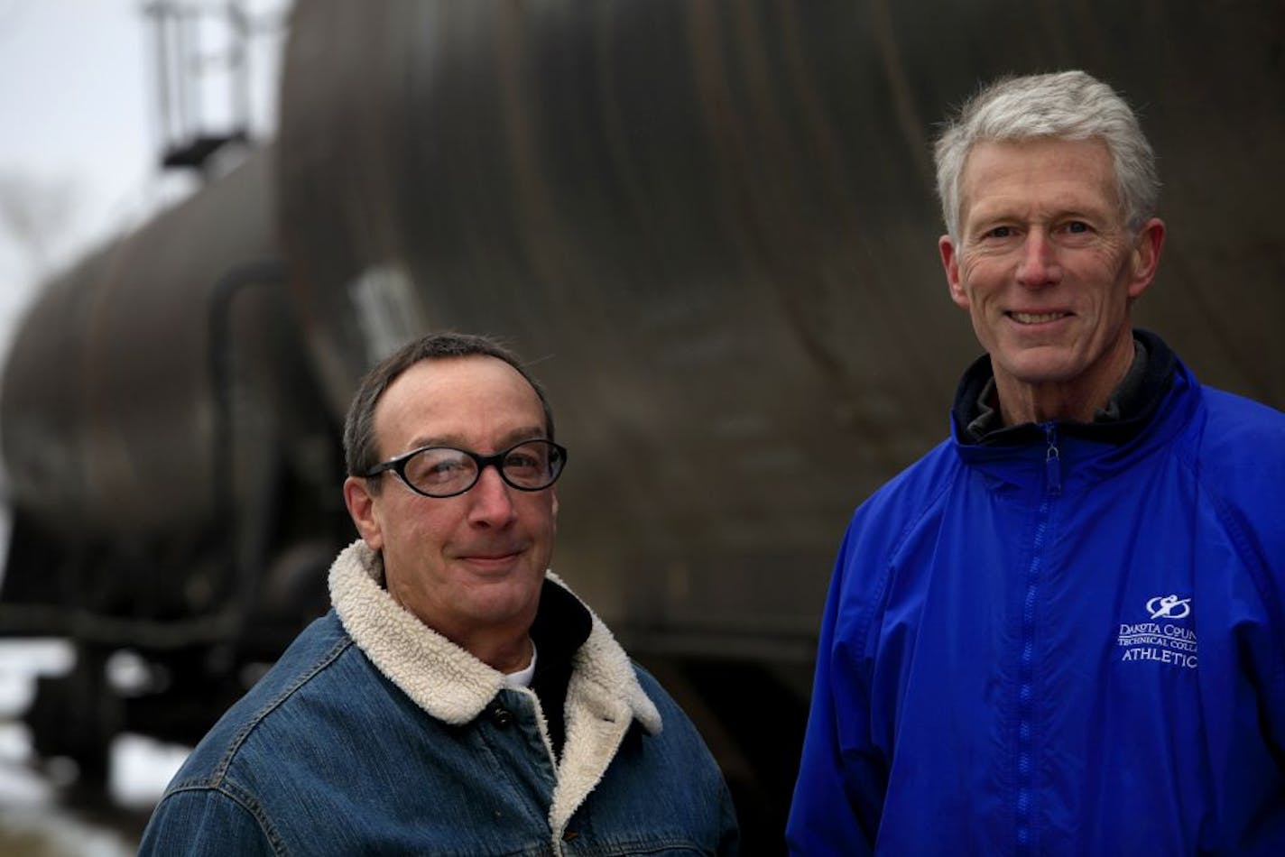 Instructor Don Spano (left) and Larry Radatz (right) Dakota County Technical College is one of only four schools where someone can be trained to be a railroad conductor. The 15 week course includes eight weeks working on railroad cars on tracks at the school. Rosemount, MN on December 17, 2012.