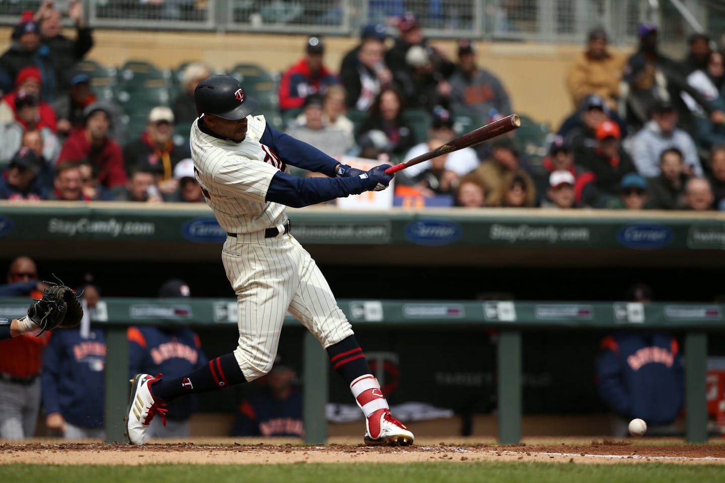 Minnesota Twins center fielder Byron Buxton (25) connected with the ball for a double in the second inning.