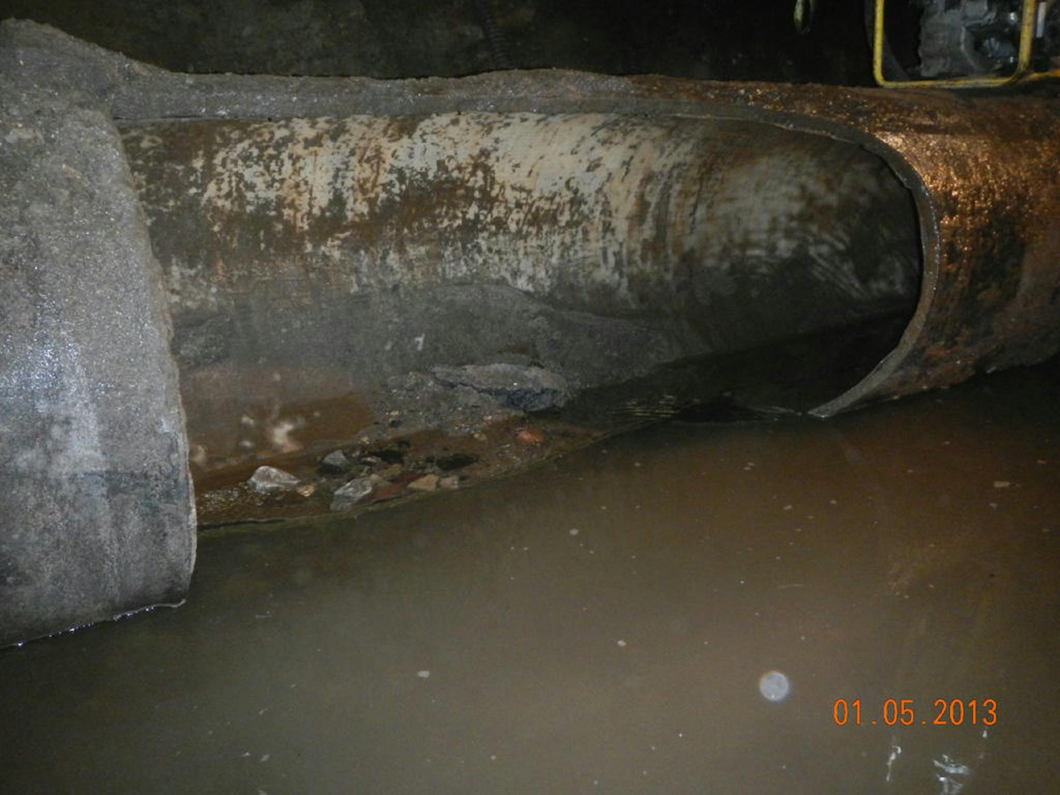 The pipe, which is 3 feet in diameter, had an opening 6 feet long after last Thursday's water main break in downtown Minneapolis.
