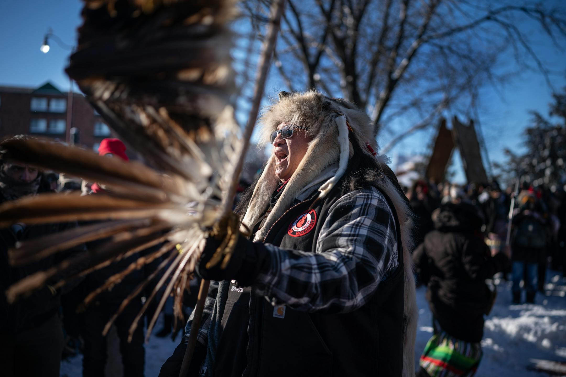 Todd Finney spoke at Reconciliation Park, the spot where 38 Dakota warriors we hanged in 1852 in Mankato, Minn.