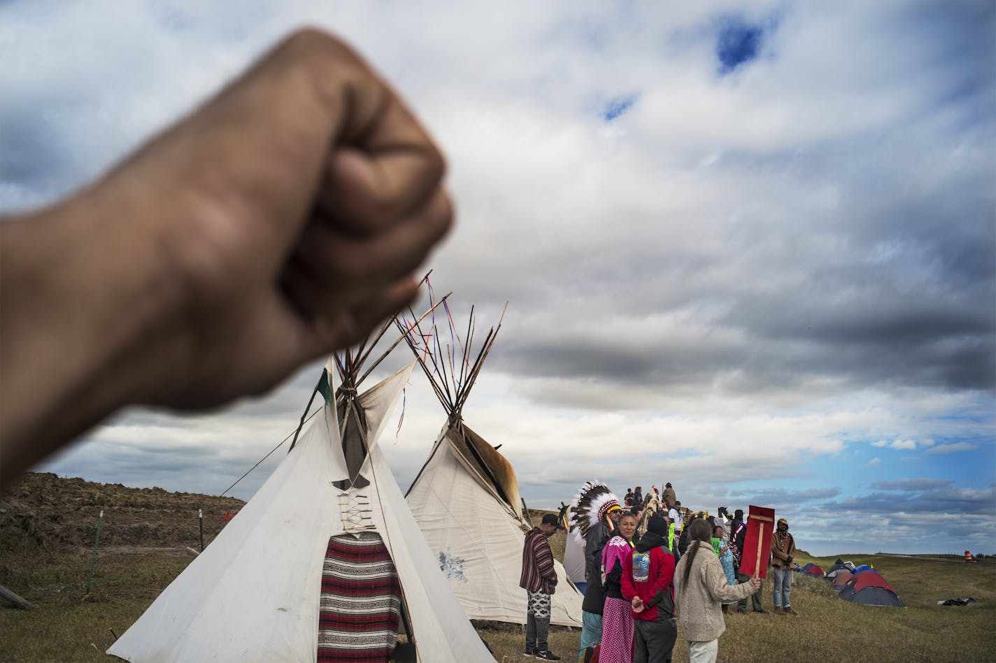 A medicine man gathered protesters at Red Warrior Camp to protest the construction of the Dakota Access Pipeline.