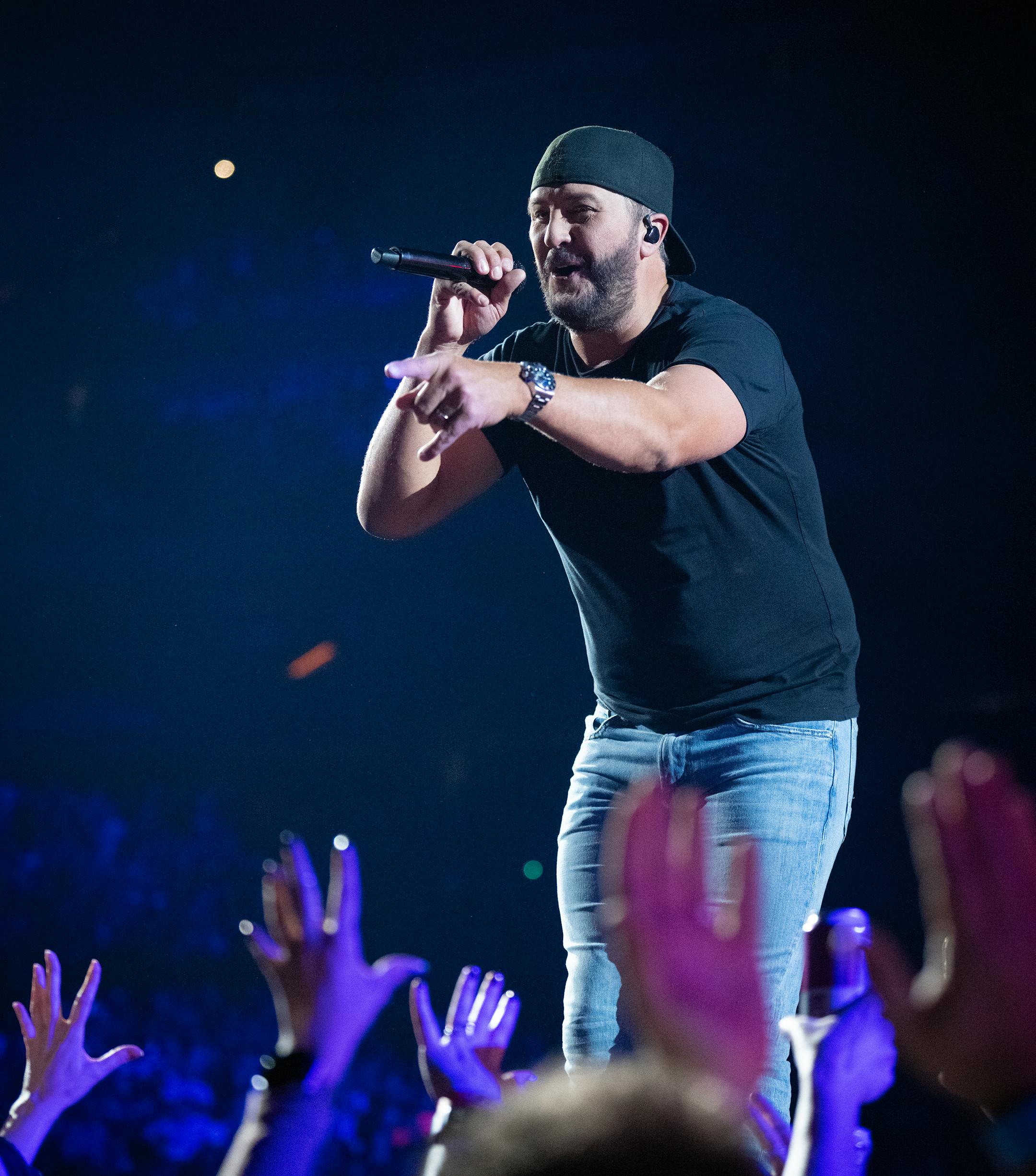 Luke Bryan performs at the Xcel Energy Center in St. Paul, Minn., on Saturday, Oct. 14, 2023.
