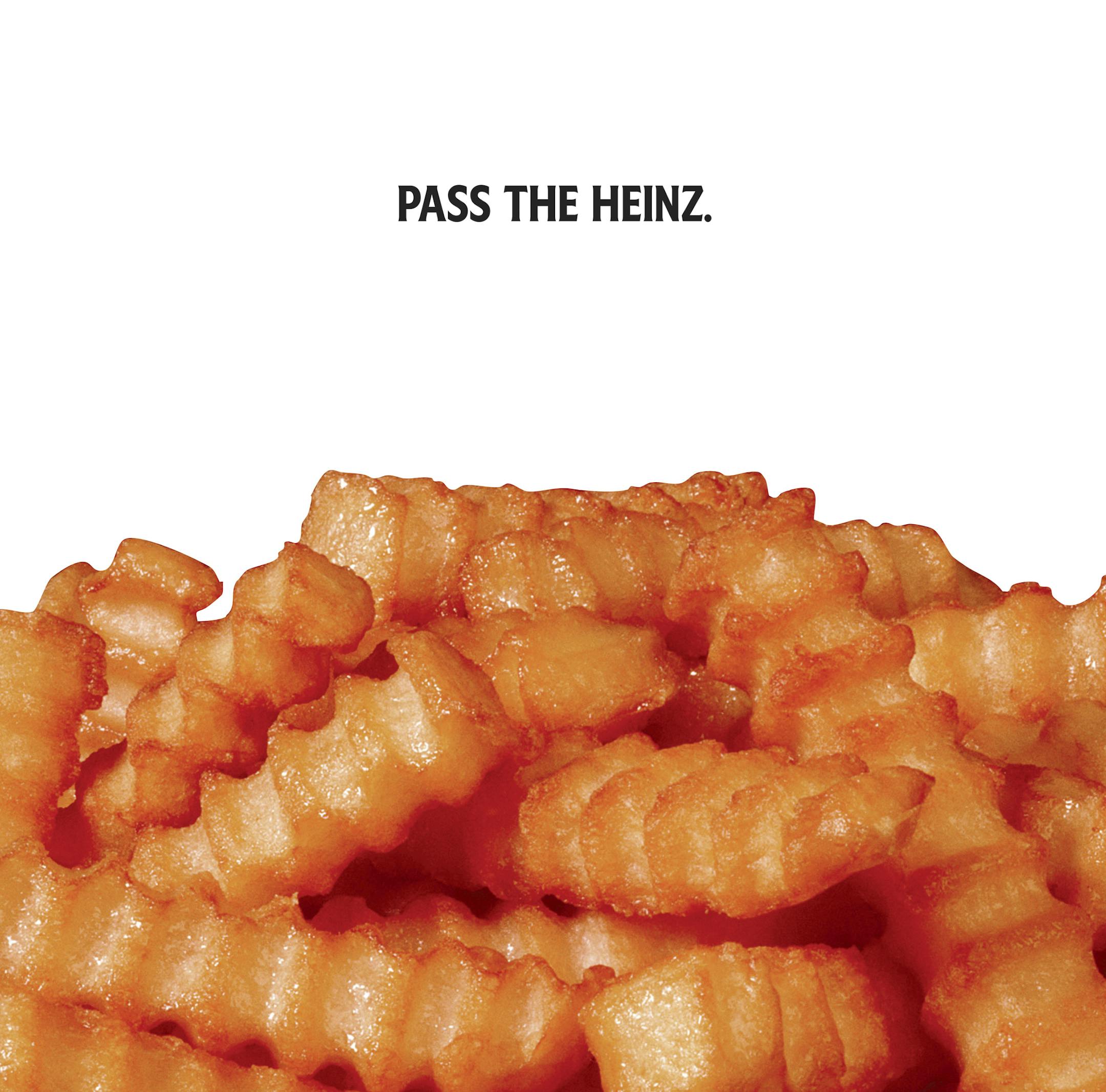 This photo provided by Heinz shows a Heinz ketchup ad inspired by the TV show "Mad Men." The idea of the campaign, which shows foods like French fries and hamburgers up close without any condiments, is to underscore that they need ketchup to be complete. (Courtesy of Heinz via AP)