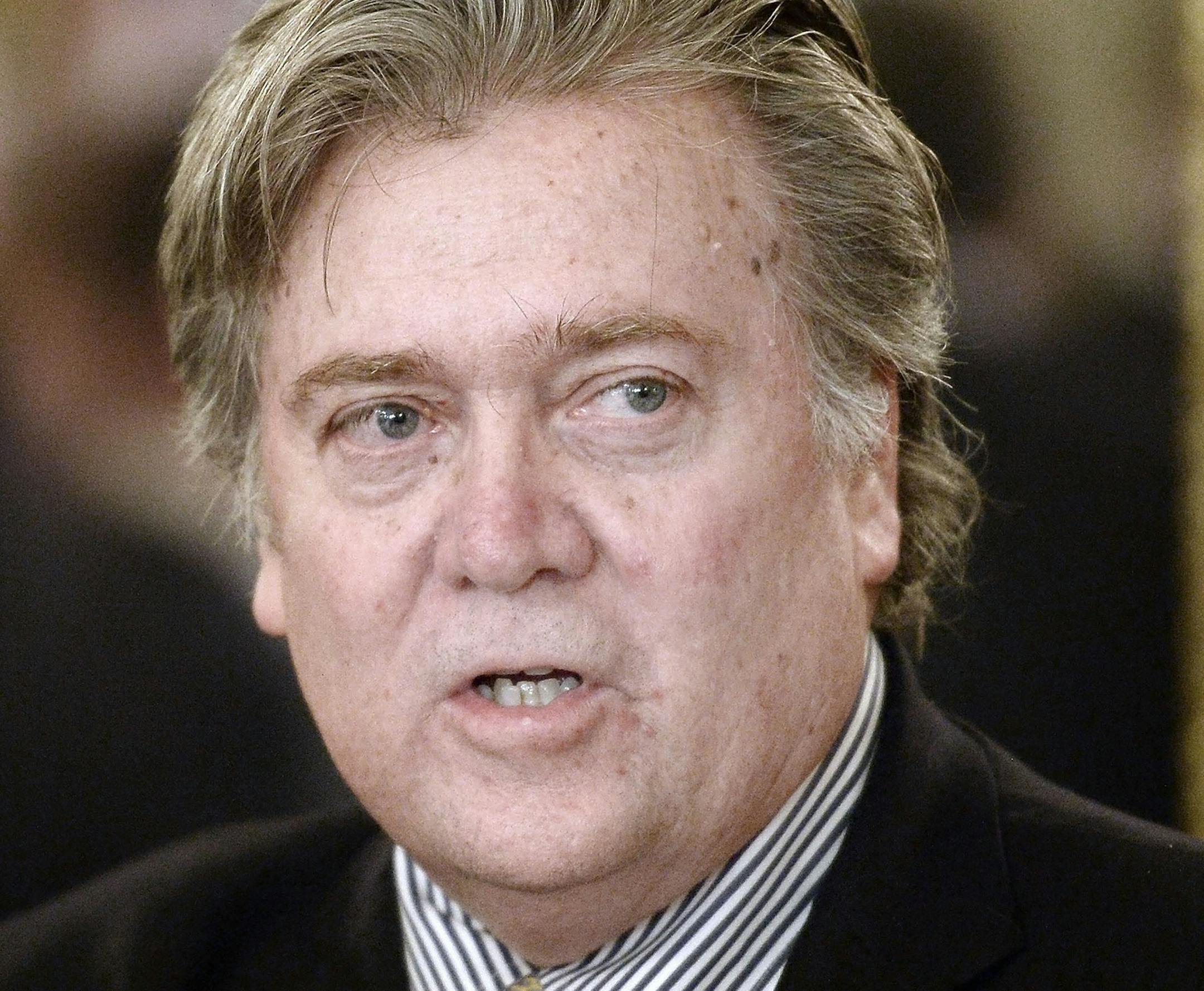 Steve Bannon attends a listening session with manufacturing CEOs on Thursday, Feb. 23, 2017 in the State Dining Room of the White House in Washington, D.C. (Olivier Douliery/Abaca Press/TNS)