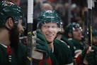 The Minnesota Wild's Eric Staal finished with hat trick in an 8-3 win against the St. Louis Blues at the Xcel Energy Center in St. Paul, Minn., on Tue