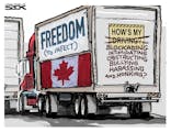 Sack cartoon: Freedom (to infect)