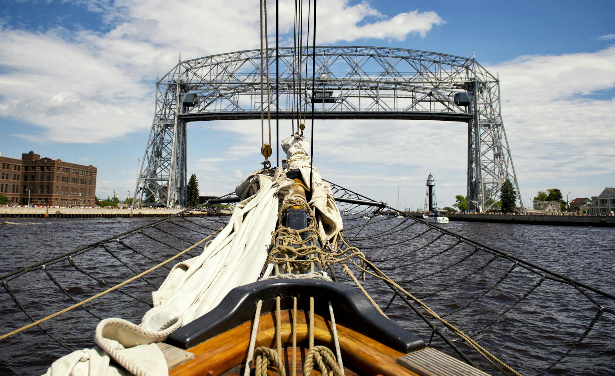 Pride of Baltimore II heads out to Lake Superior. Nine tall ships, schooners, brigs and a barquentine came into Duluth Harbor Thursday, July 25, 2013 in the parade of ships for the start of Tall Ships Duluth 2013. Events go through Sunday. A full schedule can be found at VisitDuluth.com/TallShips2013. ] GLEN STUBBE * gstubbe@startribune.com ORG XMIT: MIN1307251656542482 ORG XMIT: MIN1401201208200227