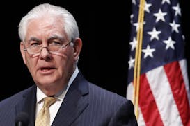 FILE - In this March 6, 2018, file photo, U.S. Secretary of State Rex Tillerson speaks about the relationship between the U.S. and countries in Africa