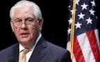 FILE - In this March 6, 2018, file photo, U.S. Secretary of State Rex Tillerson speaks about the relationship between the U.S. and countries in Africa