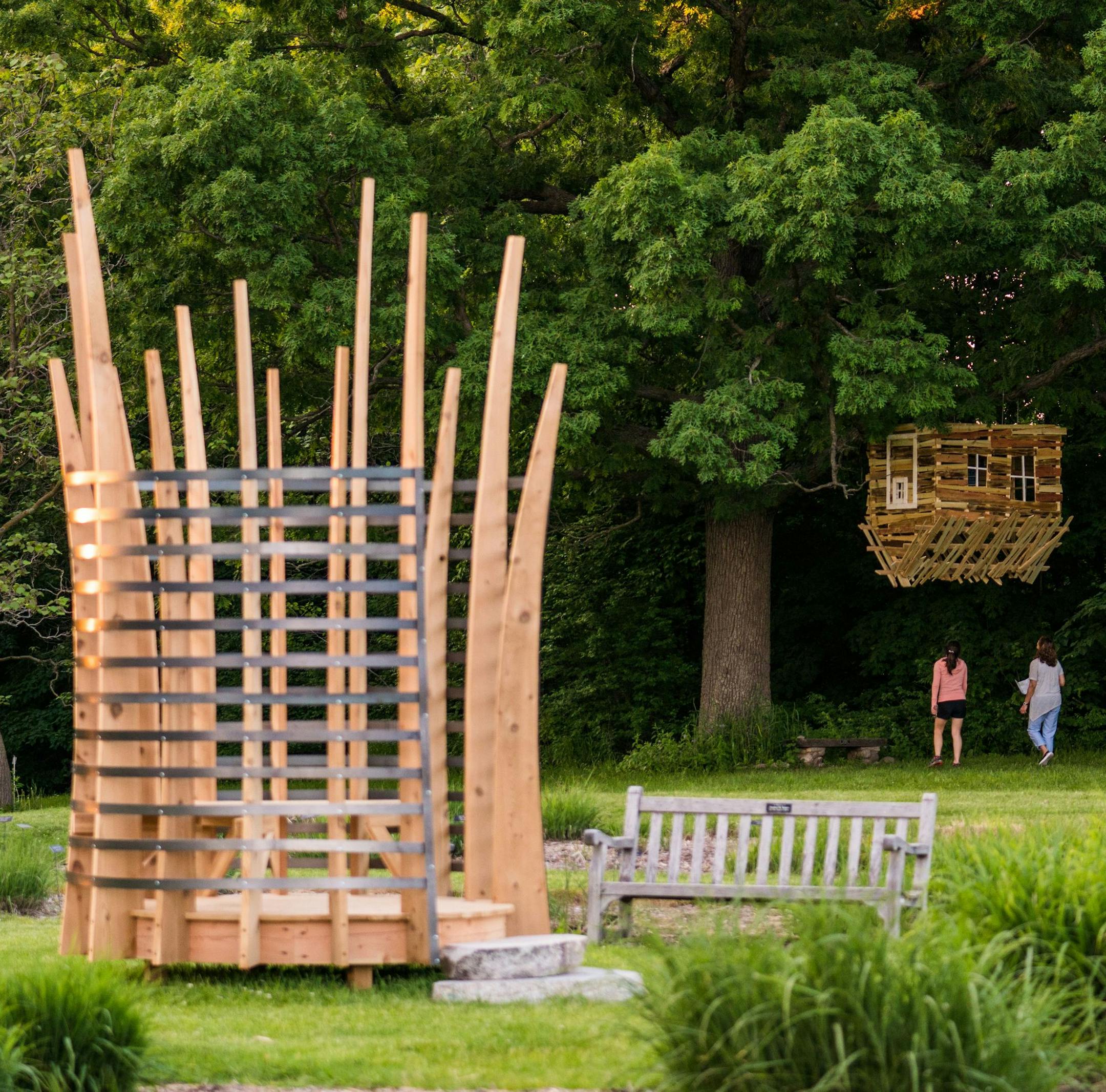 Fanciful treehouses from the "Amazing Spaces, Places and Escapes" treehouse summer exhibit at the Minnesota Landscape Arboretum. Credit Robert Evans Imagery.