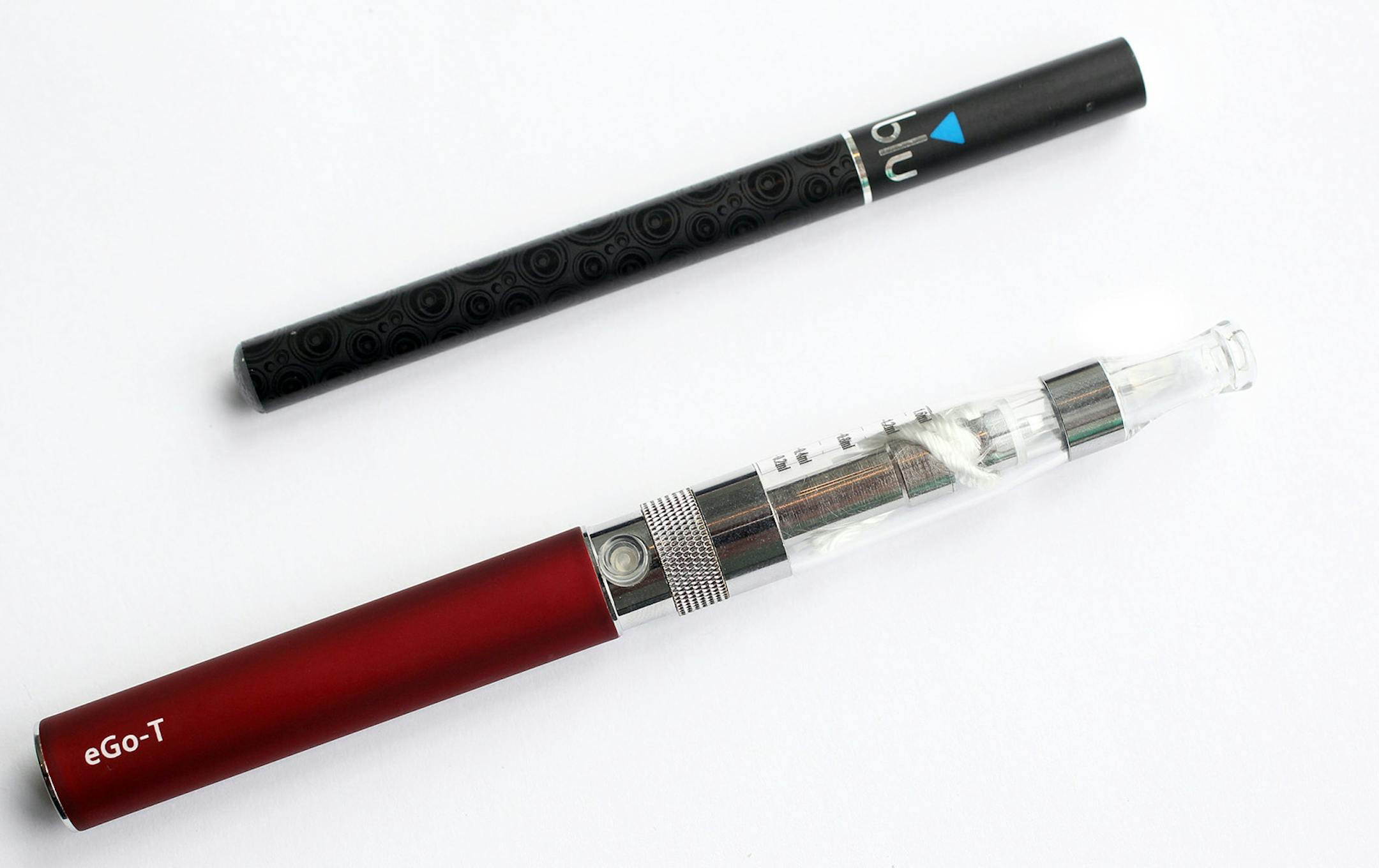 A blu disposable e-cigarette and a eGo-T e-cigarette