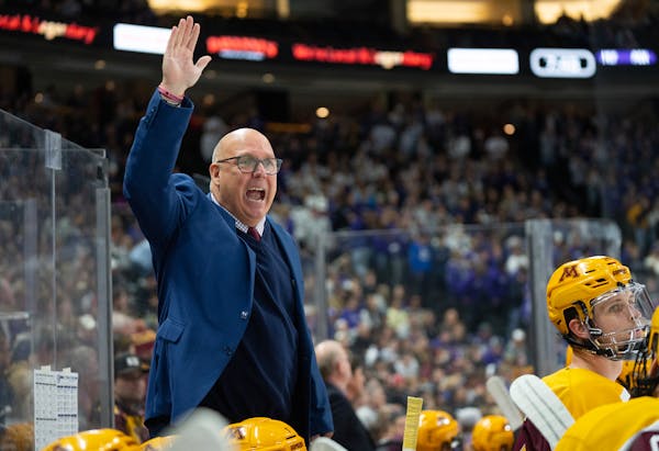 Gophers coach Bob Motzko argued with an official during a game earlier this season.