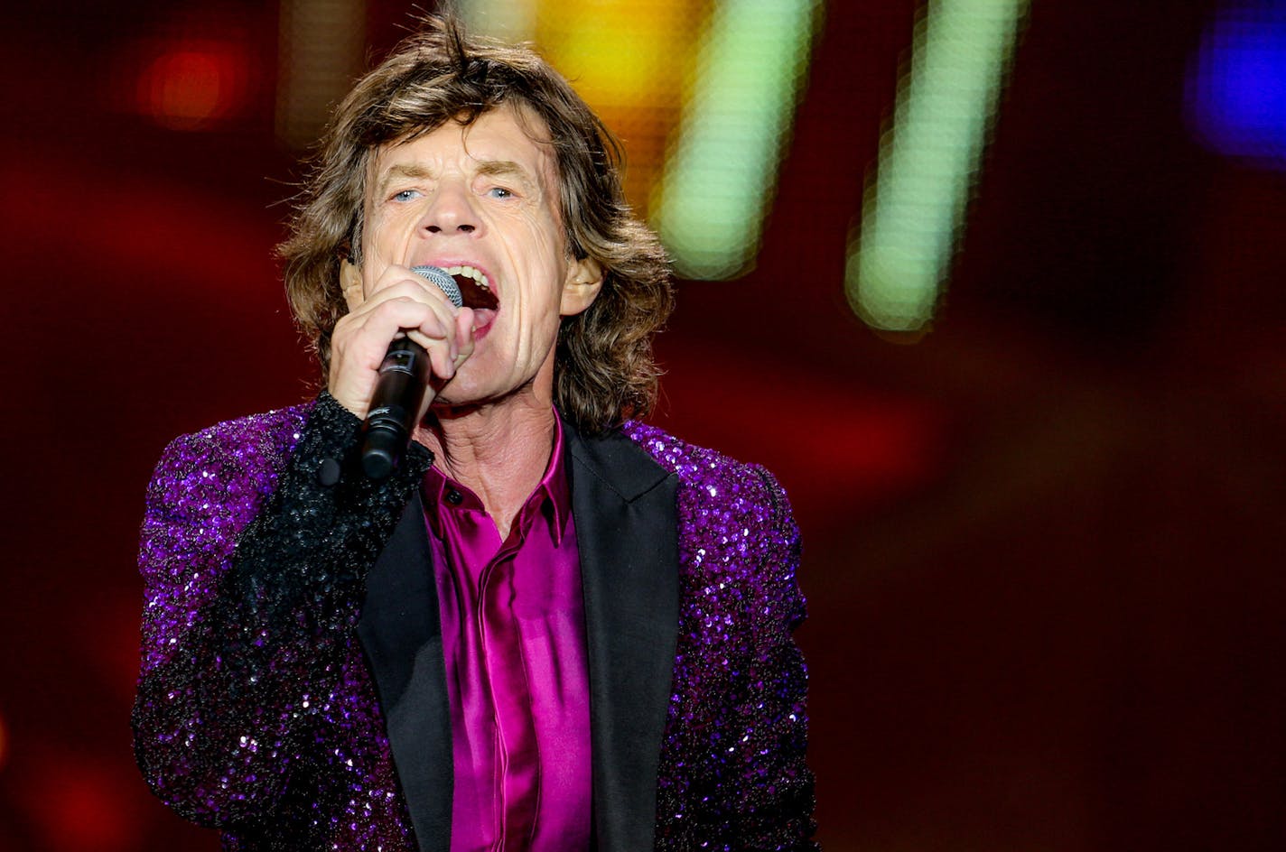 Mick Jagger performs at The Rolling Stones Zip Code Tour opening night at Petco Park on Sunday, May 24, 2015 in San Diego, Calif. (Photo by Rich Fury/Invision/AP) ORG XMIT: INVW