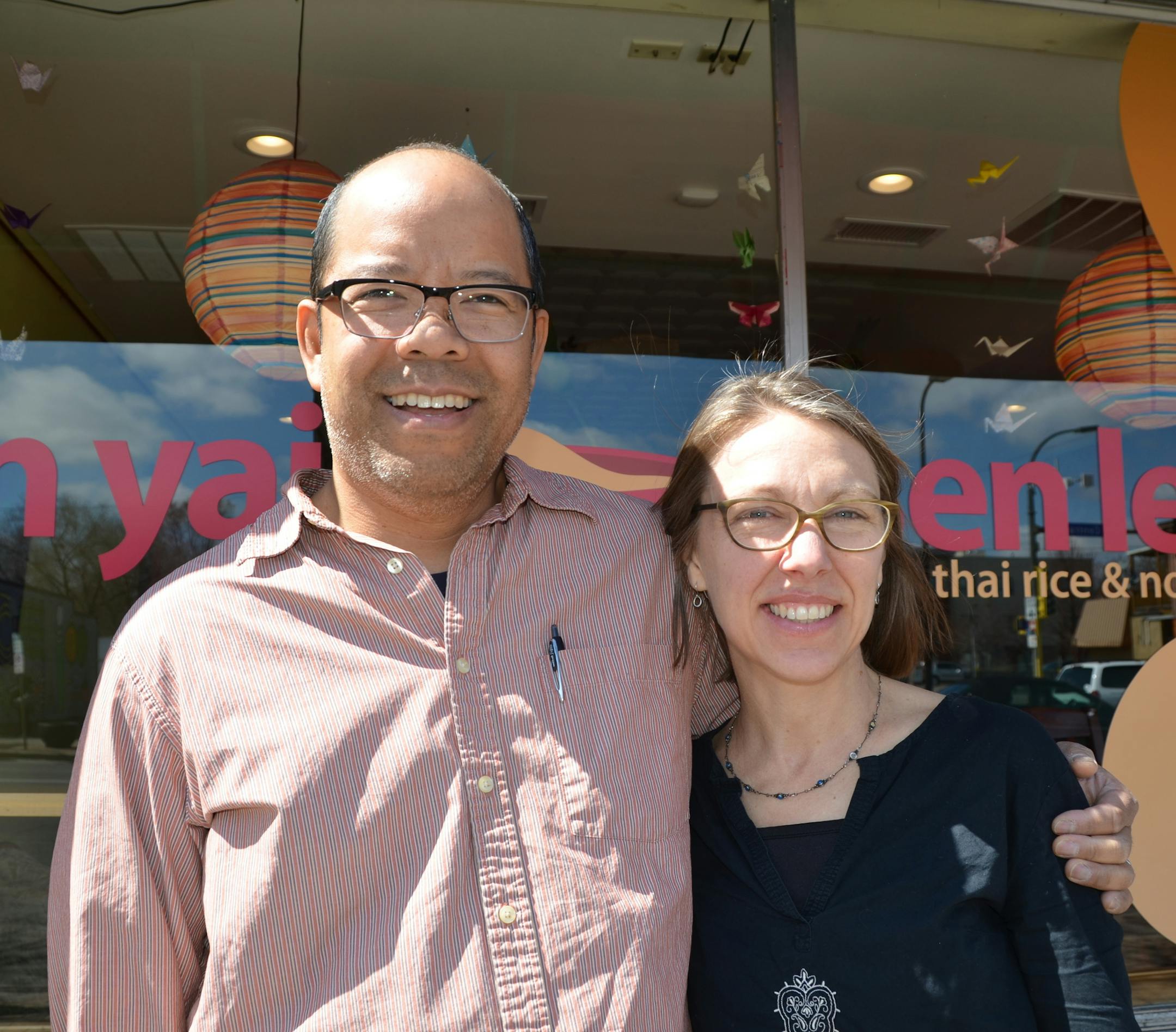 Joe and Holly Hatch-Surisook, owners since 2008 of Senyai-Senlek Thai restaurant on Central Avenue N.E. Photo by Gary Mortenson