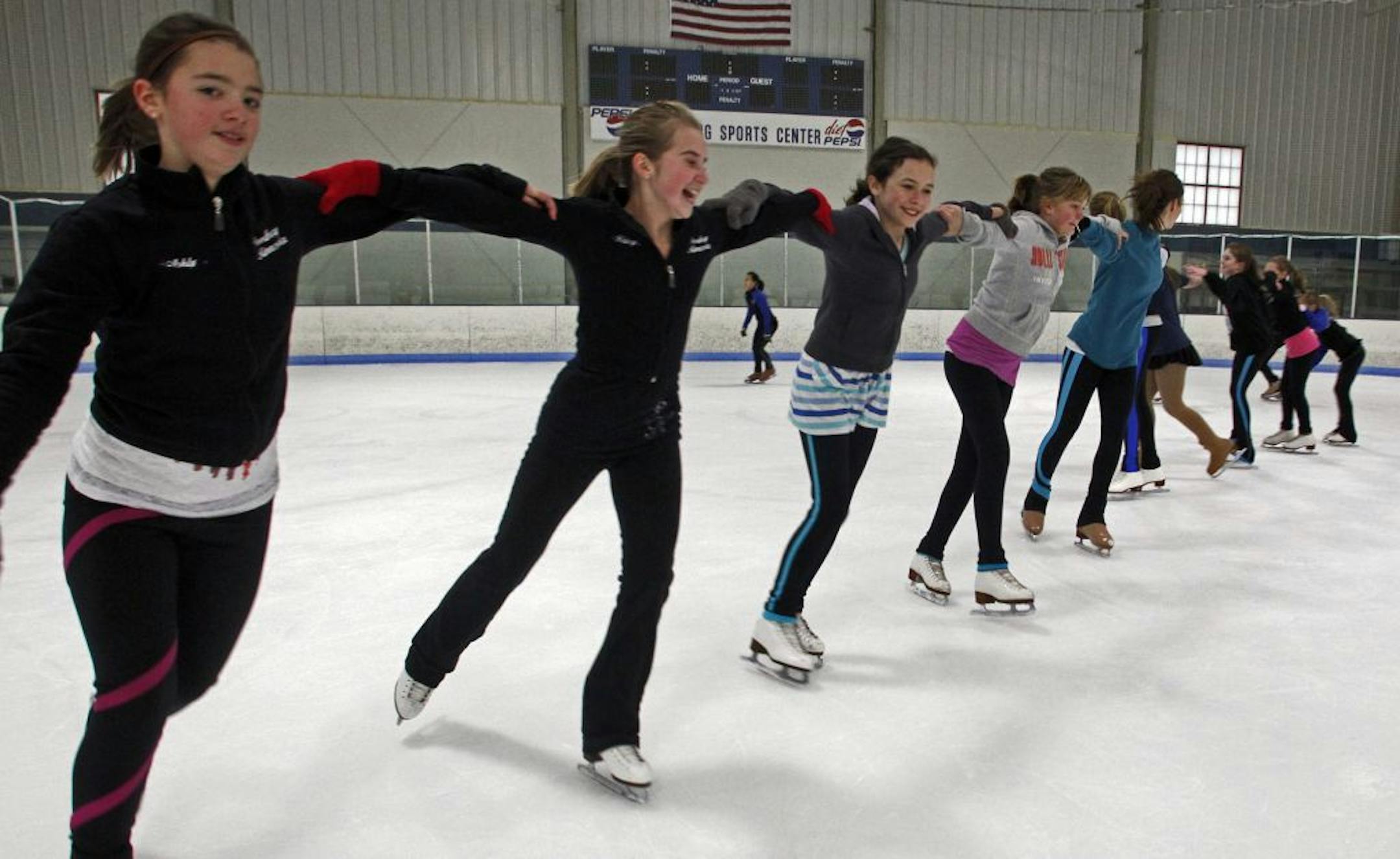 Woodbury Figure Skating Club students practiced their routines they will skate in the upcoming show.