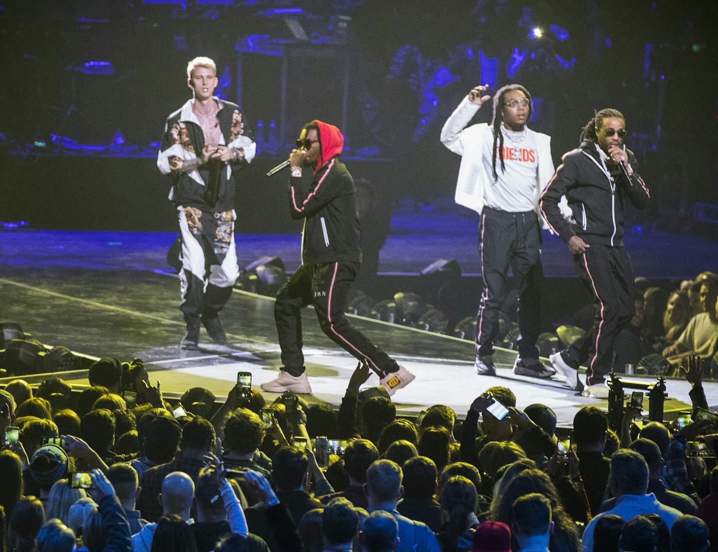 Migos performed with Machine Gun Kelly at Minneapolis Armory on Thursday night ahead of Imagine Dragons.