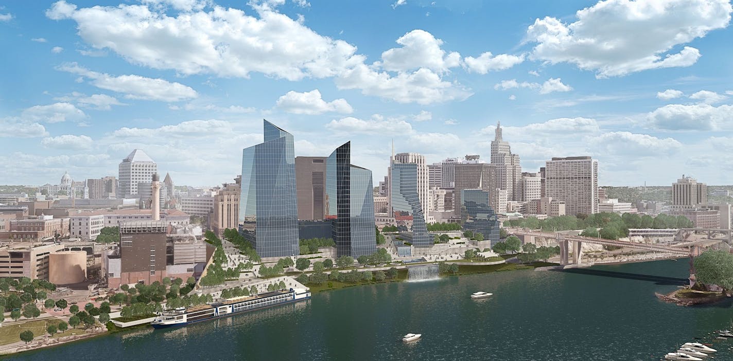 Renderings show several towers as part of AECOM's proposal.
Courtesy AECOM