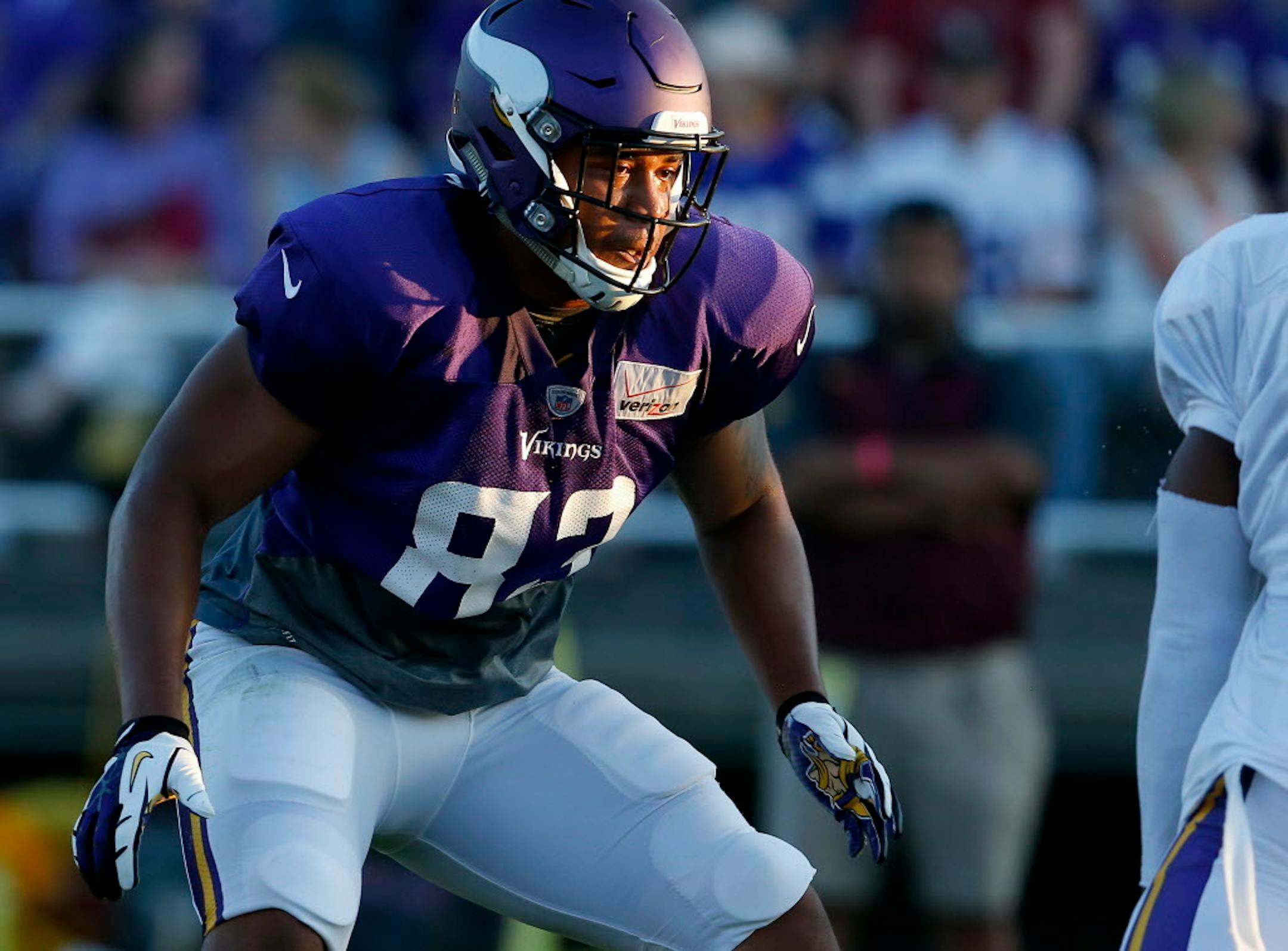 Minnesota Vikings MyCole Pruitt (83). ] CARLOS GONZALEZ cgonzalez@startribune.com - August 1, 2015, Mankato, MN, NFL, Minnesota Vikings Training Camp, Minnesota State University, Mankato,