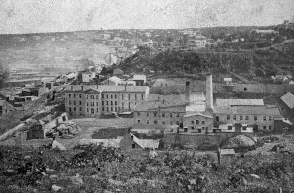 The original Stillwater prison as it appeared in the 19th century — possibly in the 1870s.