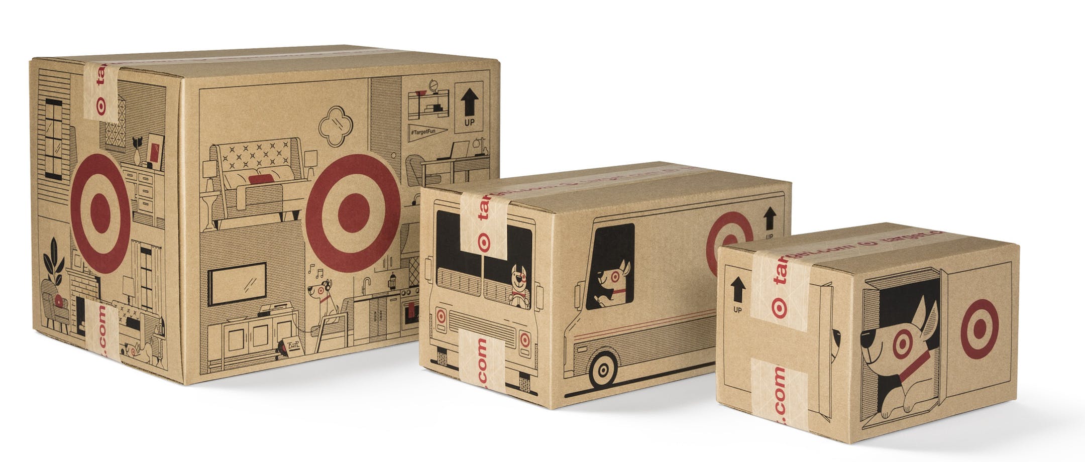 Examples of three sizes of shipping boxes Target designed for holiday shipping. ORG XMIT: C-000793-01-001